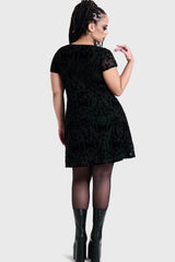 ETERNALLY YOURS FLOCKED MESH SKATER DRESS