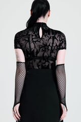 ETERNALLY YOURS FLOCKED MESH TOP
