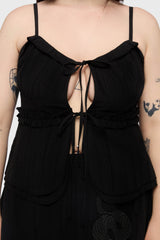 Gaia Adorned Tie Front Vest Top