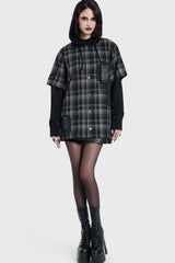 Spliced Not Nice Plaid Hoodie