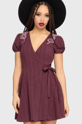 The Hollow Embroidered Mini Dress Purple