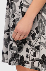 Venomous Rose Puffed Sleeve Mini Dress