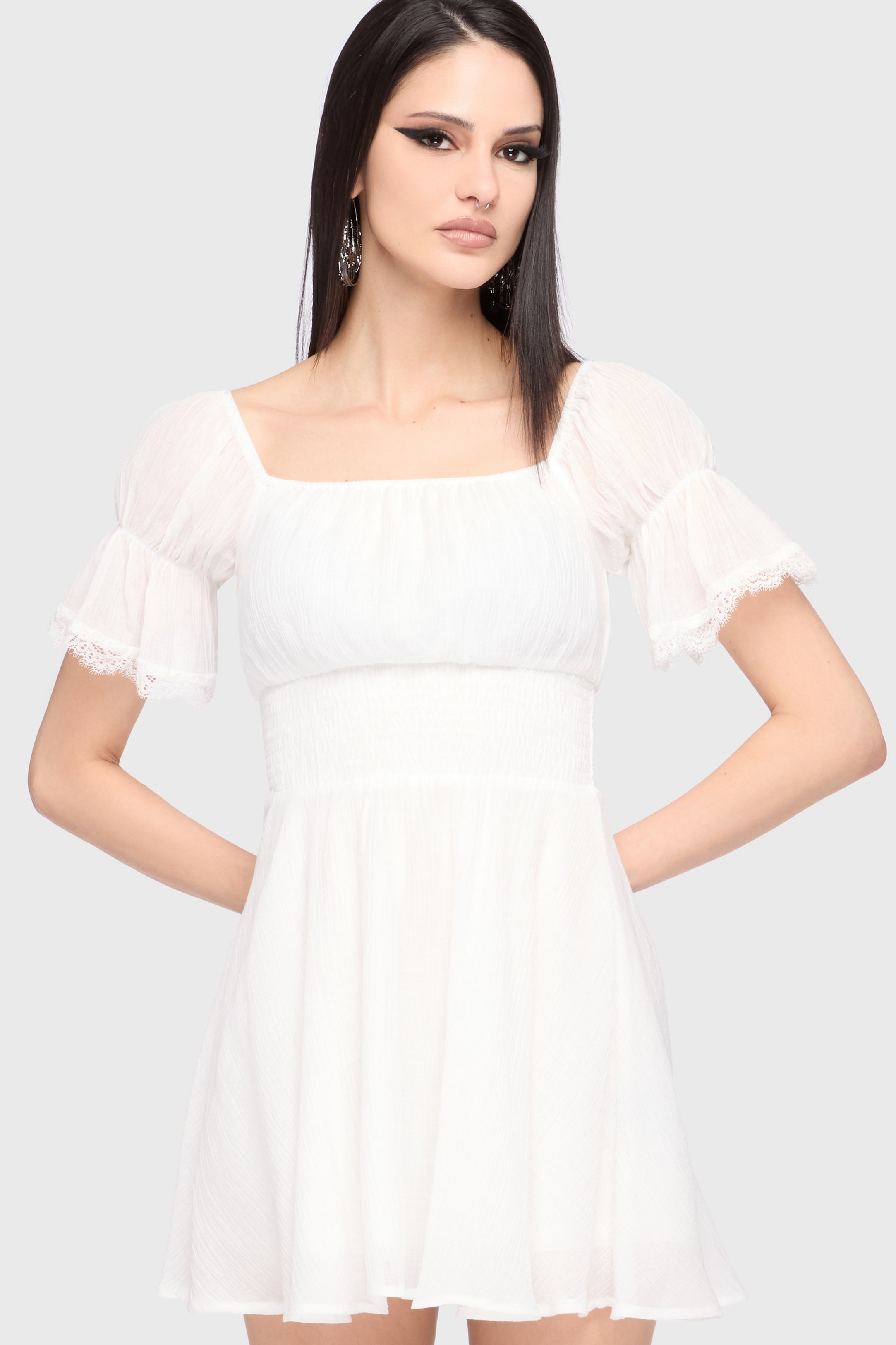 Celestial Night Off The Shoulder Mini Dress White