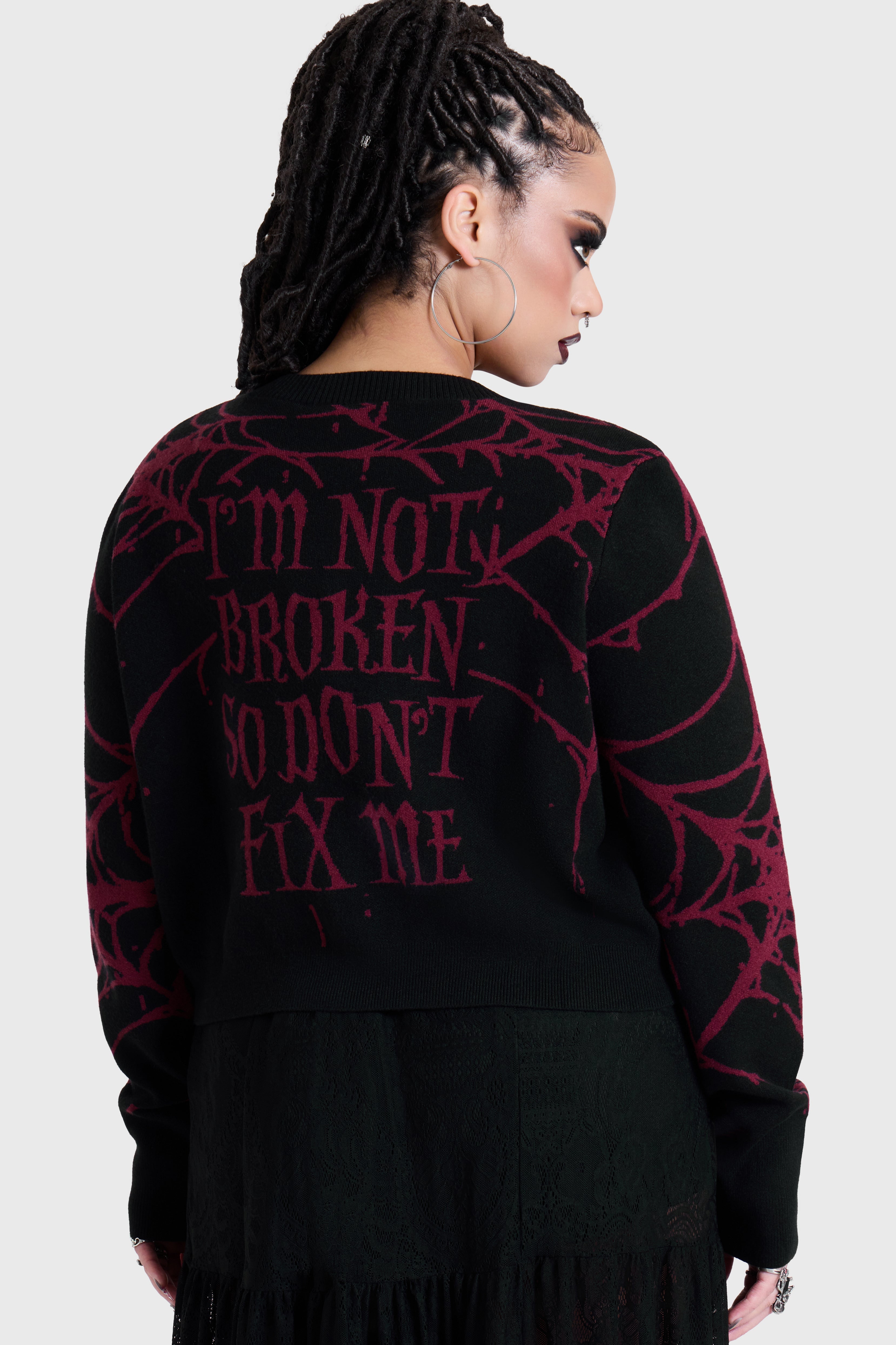 DON'T FIX ME SHRUNK KNIT CARDI