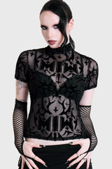 ETERNALLY YOURS FLOCKED MESH TOP