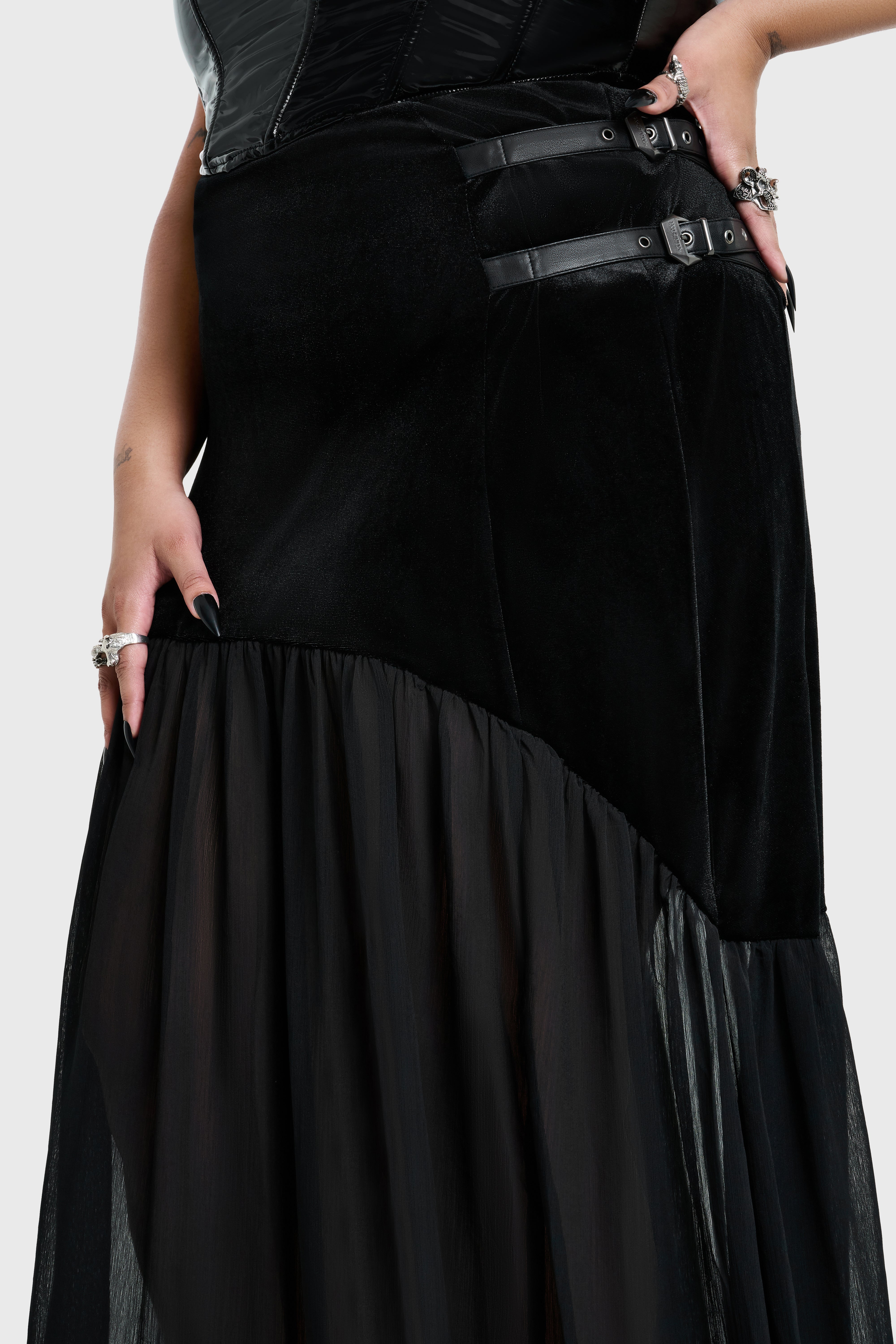 ESTRIA HEX CHIFFON MAXI SKIRT