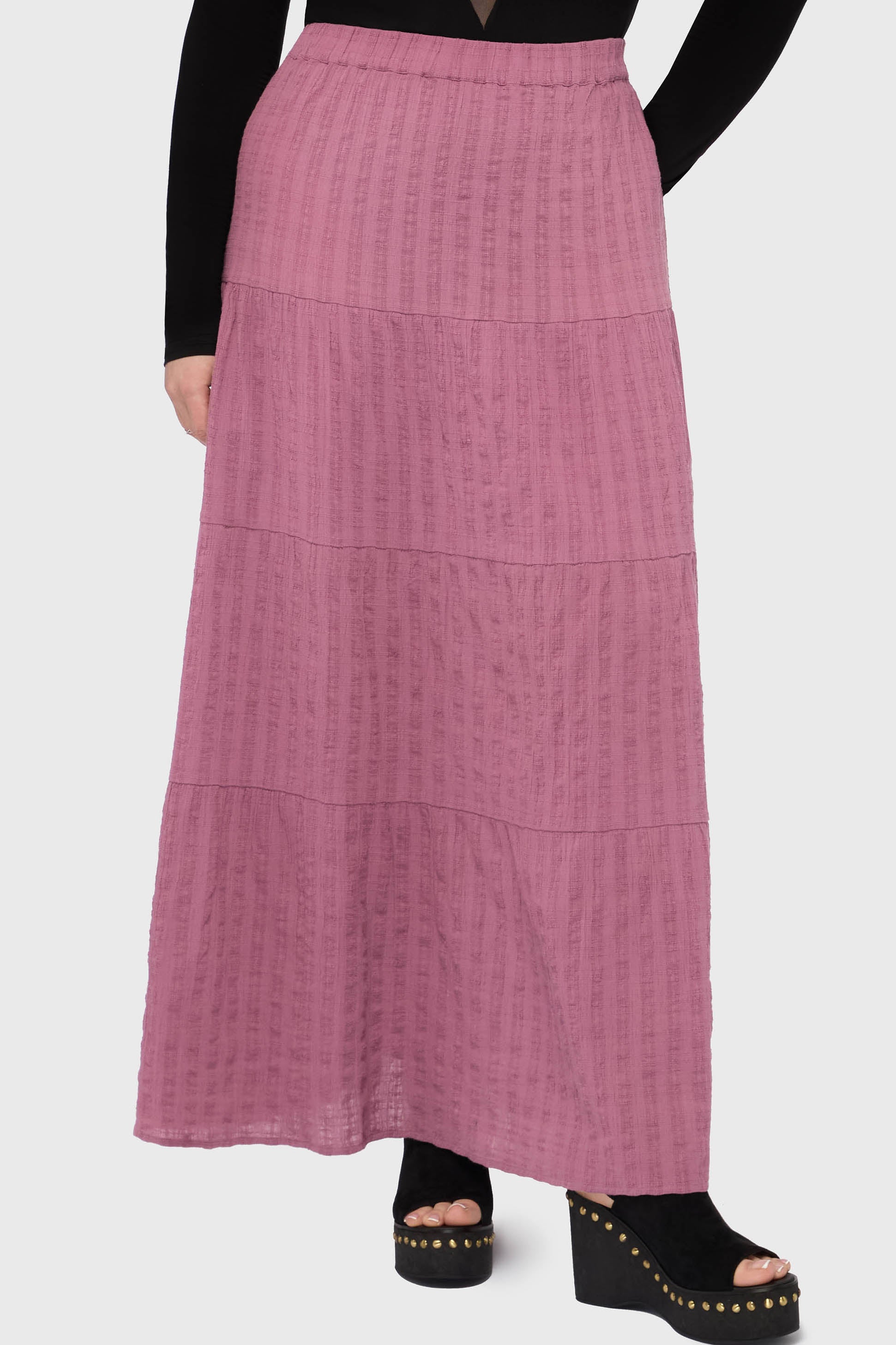 Gaia Adorned Textured Maxi Skirt