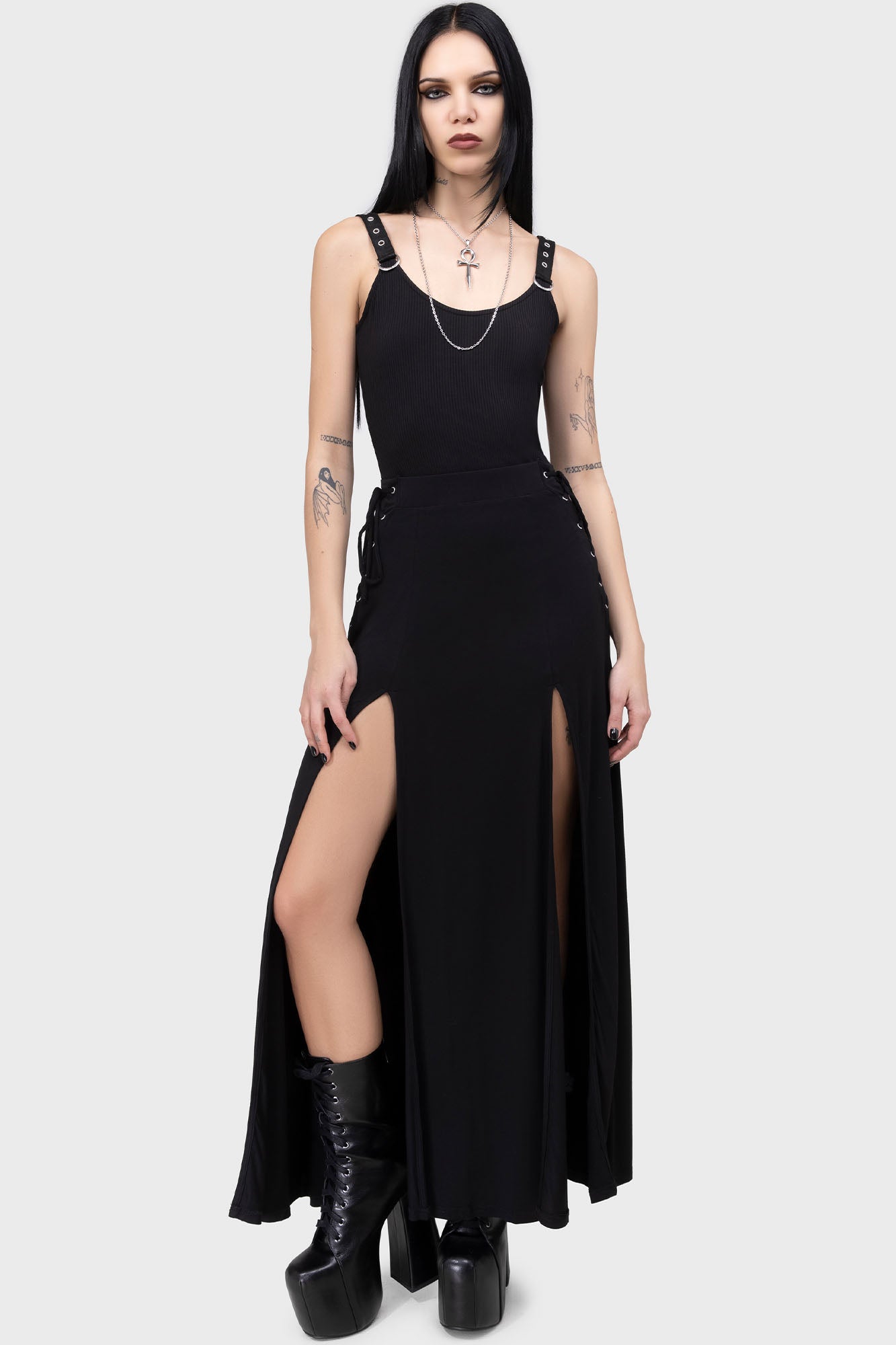 Hellverina Split Maxi Skirt