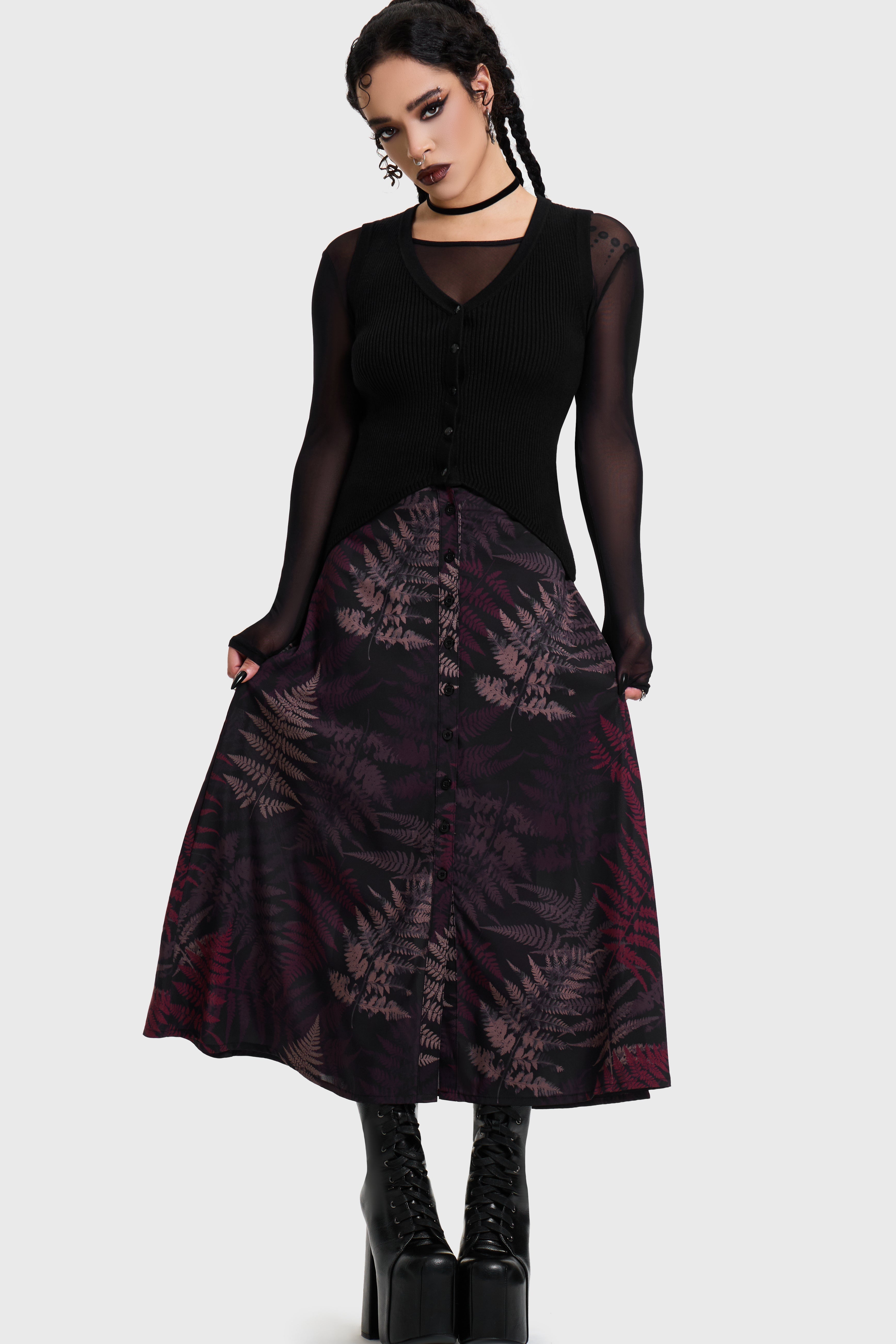 Night's Inferno Midi Skirt