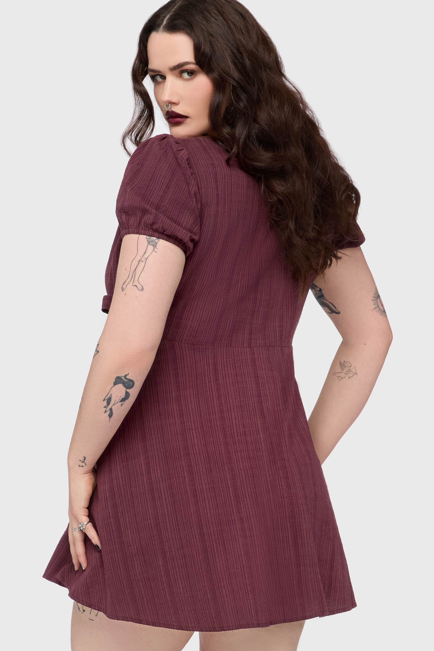 The Hollow Embroidered Mini Dress Purple