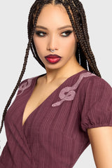 The Hollow Embroidered Mini Dress Purple