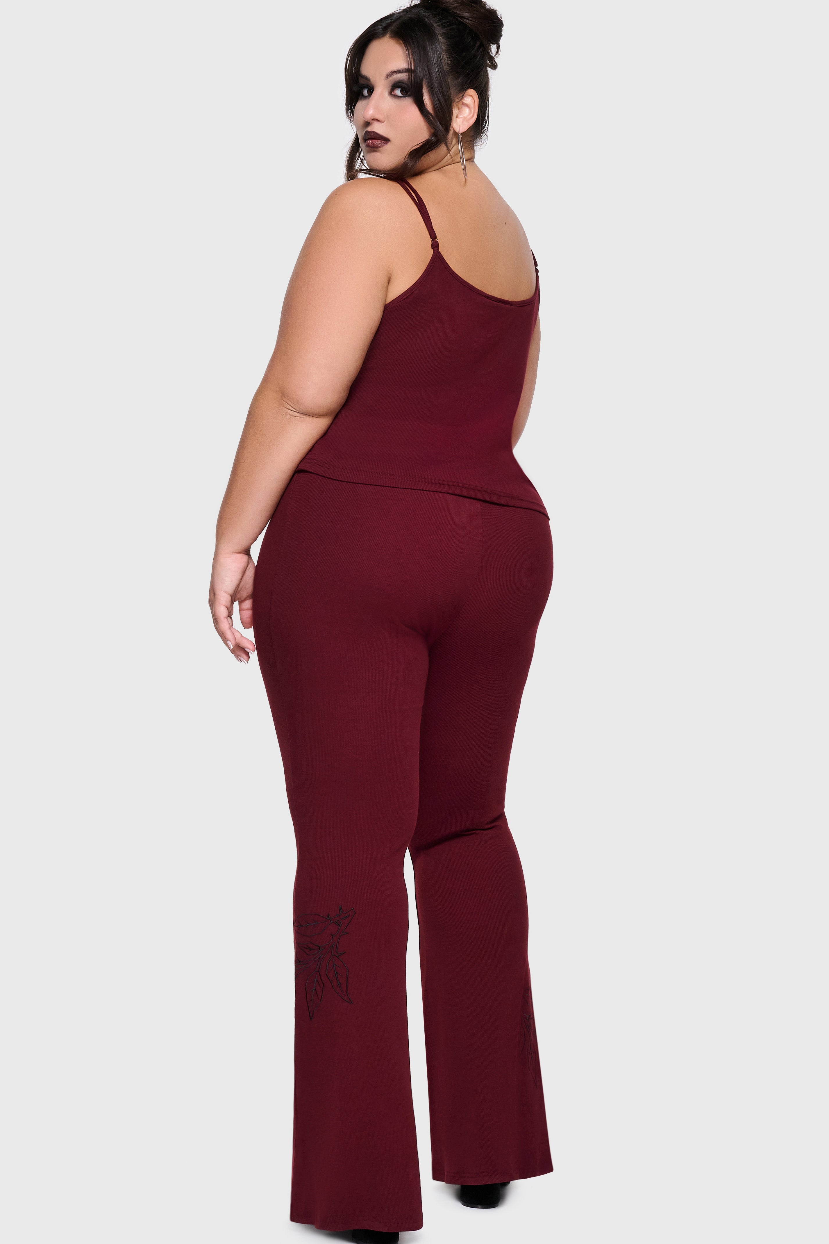 Twilight Viper Embroidered Flares Burgundy