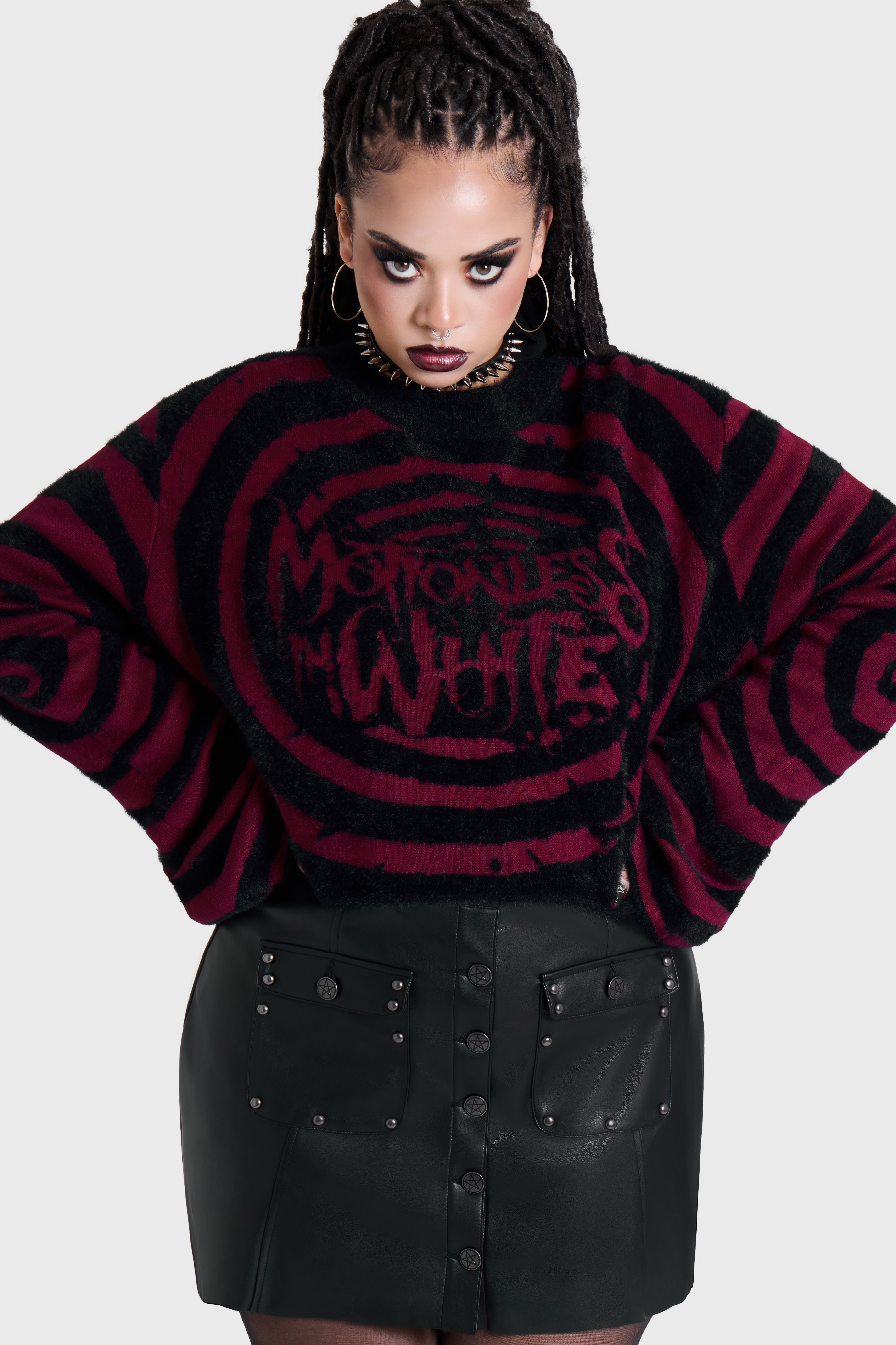 VOICES SPIRAL CROP KNIT SWEATER